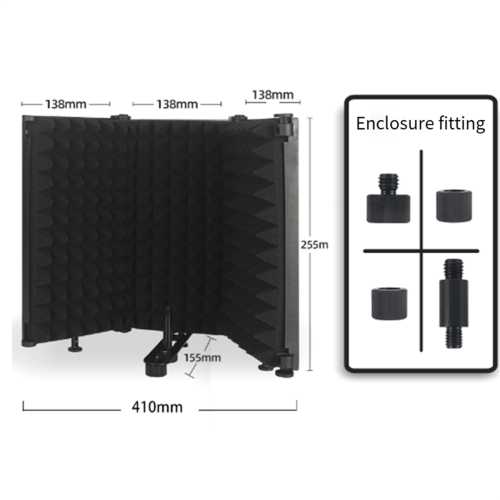 Adjustable 3 Panel Microphone Shield Foldable Studio Recording Mic Filter Sponge Soundproof 2