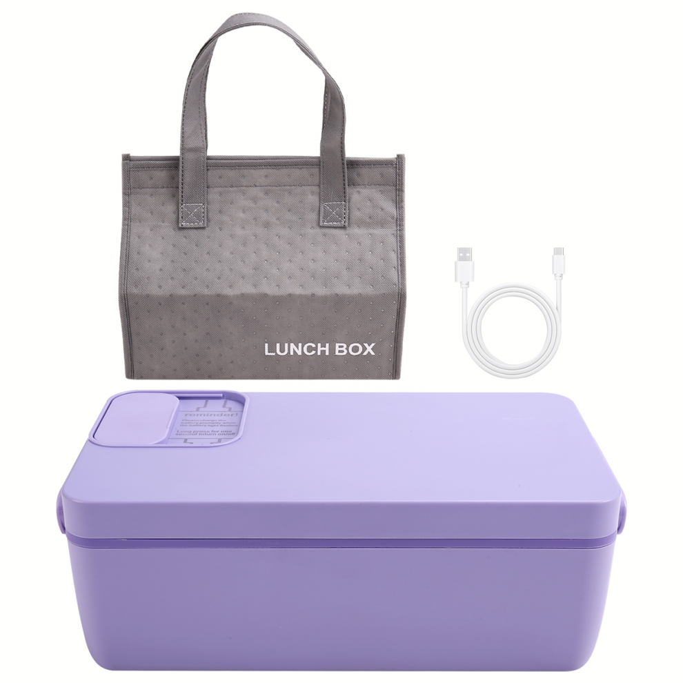 Kopinma Heated Lunch Box Electric Self Heating Cordless Rechargeable 304 Food-Grade Stainless Steel 1L C