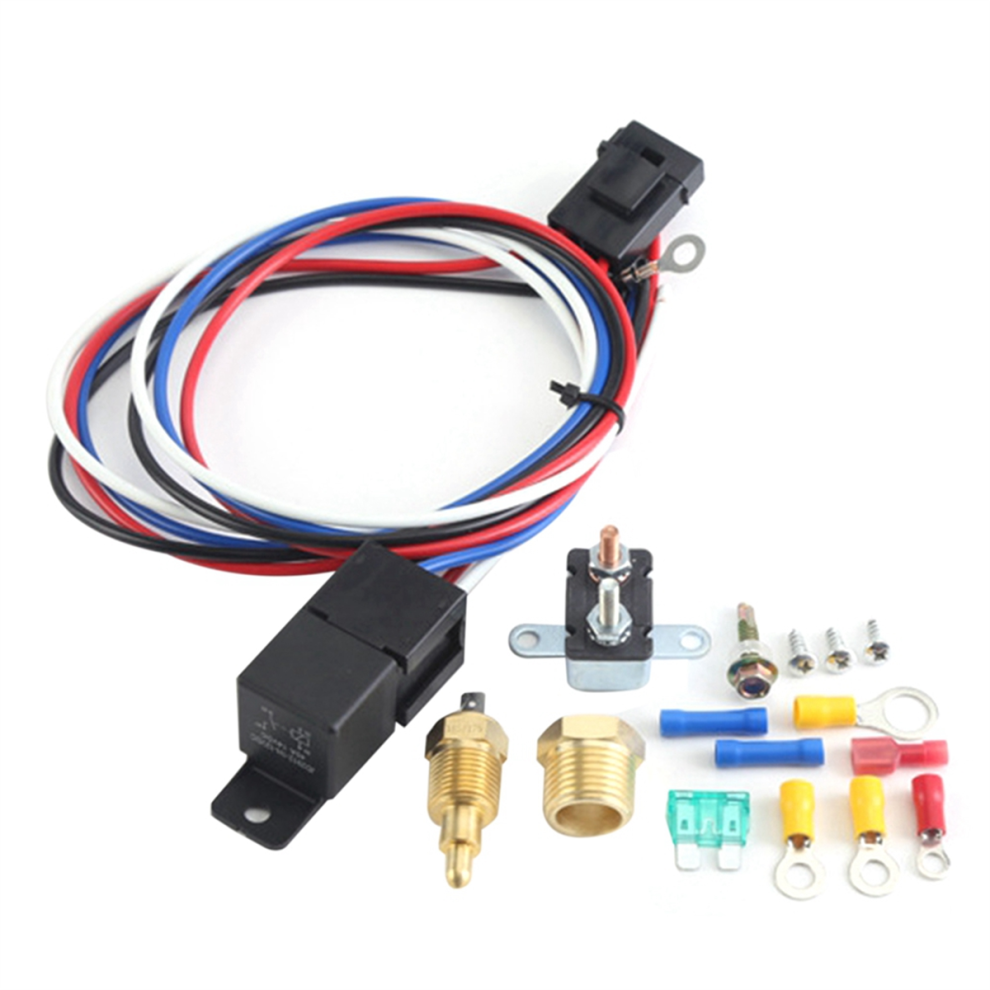 Car Cooling Fan Thermostat Switch Sensor Relay Harness Kit 12V Automotive Accessories 4853024097725