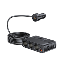 Cargador para coche de 127 W con divisor de puertos USB y tipo C PD QC3.0 y pantalla LED - Modelo C28