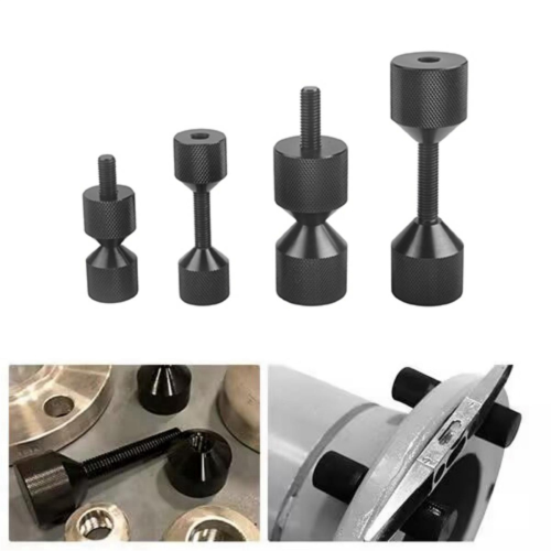 4 peças de flange de alumínio com dois pinos de furo de 1-1/8 polegadas para alinhamento e 1-5/8 polegadas removíveis, preto 2