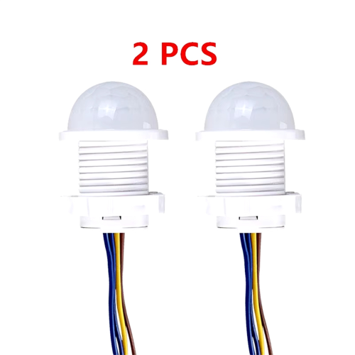 2-Pack Smart PIR Motion Sensor Switch, Auto On/Off Light, 85-265V AC, 4-6m Detection, 110 Range, 3-40W, White 2