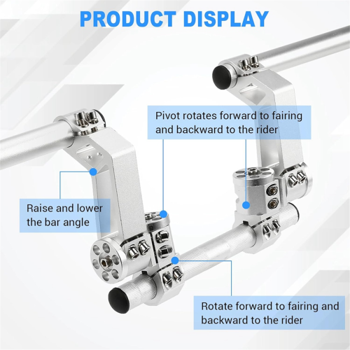 Adjustable Motorcycle Handlebars Handle Bar, Detachable Steering Hangers Bars System for 125cc Scooter Silver 1