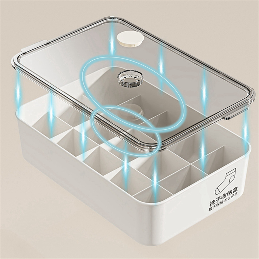 Boîte de rangement anti-poussière de grande capacité pour sous-vêtements et chaussettes, à dix compartiments avec couvercle