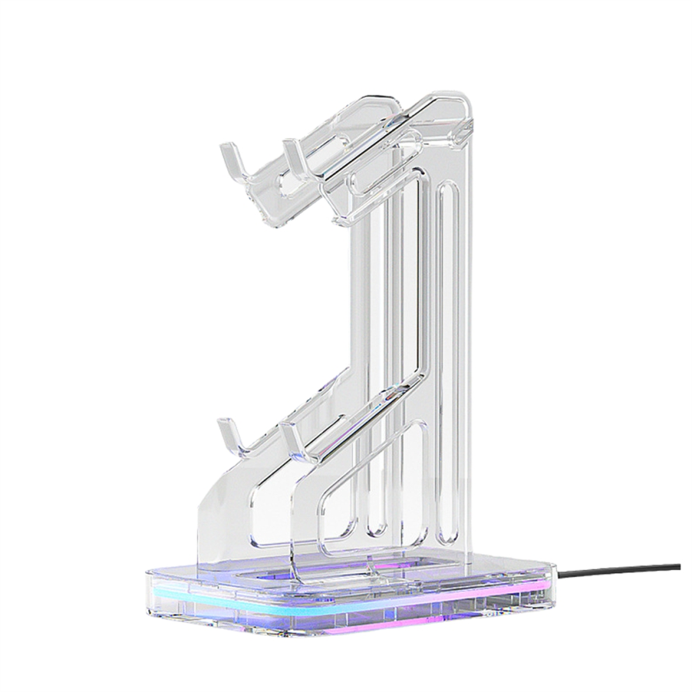 Dual Game Controller Holder Rgb Acrylic Gamepad Desktop Stand Headphone Bracket For Console 4853024009094