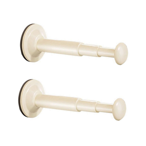 2pcs Suction Cup Clothes Hanger Storage Organizer Home Balcony Multi-Functional Wall-Mounted Creamy White 2