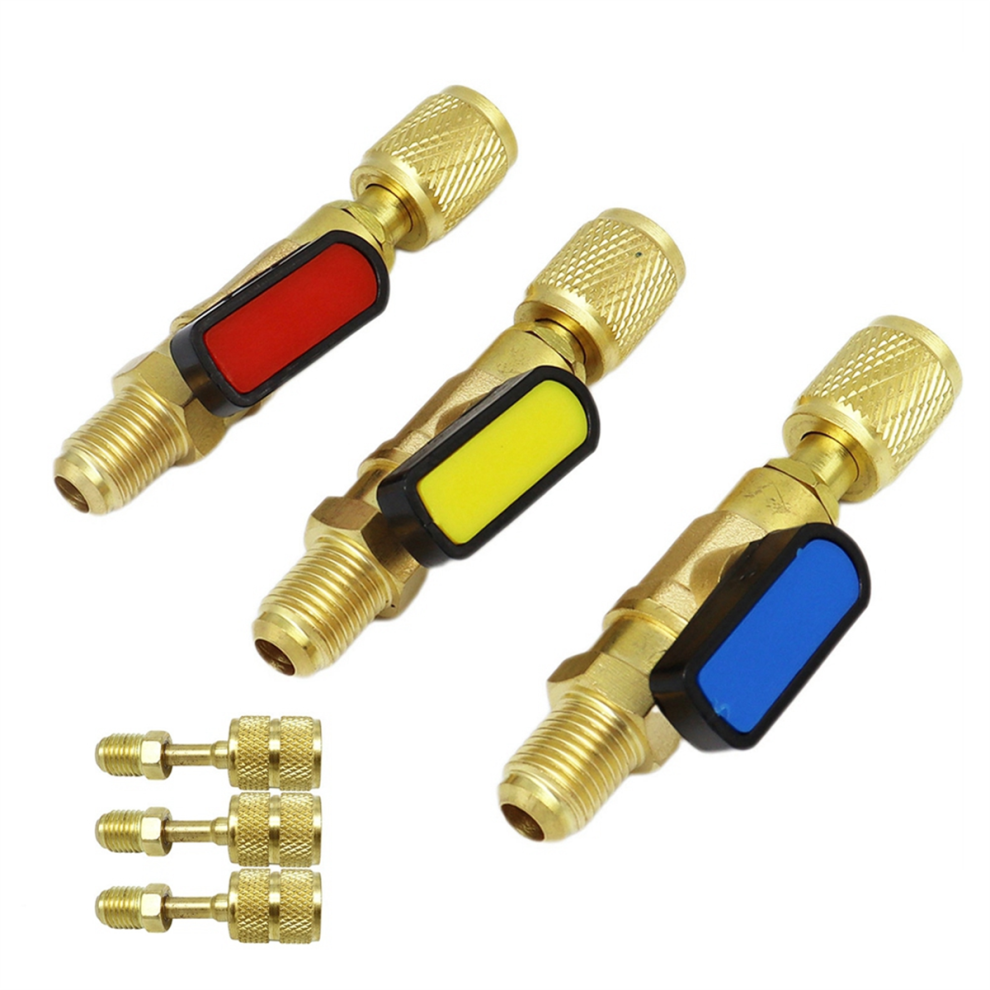 R22 Refrigerant Ball Valve Brass Air Conditioning Shut-Off Connecting To Hose Refrigeration Tool 4853024012438