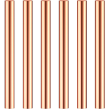 6 varillas redondas de cobre puro de 3,94 pulgadas de largo y 0,39 pulgadas de diámetro, barra de metal sólido desnudo para torno.