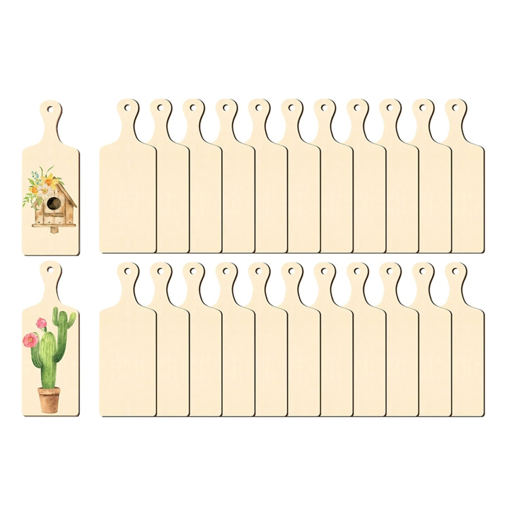 24 Mini Tablas De Cortar De Madera Con Mango, Tablas De CharcuteríA Artesanales Sin Terminar, Paleta En Blanco, PequeñAs Tablas De Cortar-image