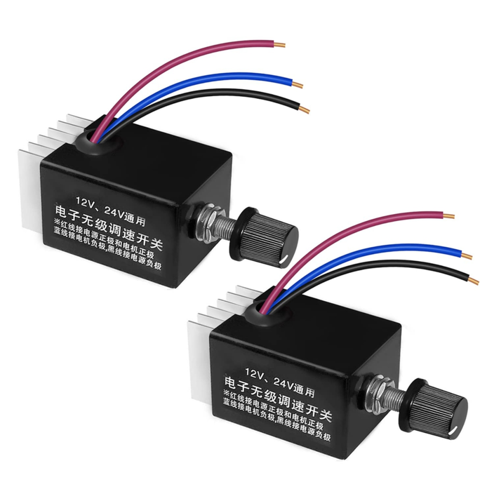 2Pcs 12V/24V Dc Motor Speed Controller Universal,Knob Screw Electronic Stepless Regulator Switch 4853024013923