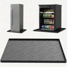 (Black) Non-Slip Spill-Proof Mini Fridge Silicone Mat 19.7x19.7x0.4 Inch - Drip Prevention Floor Protector for Refrigerators, Washing Machines, Dryers