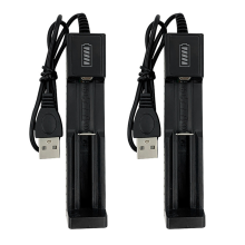 2Pcs 18650 Battery Charger USB Single-Slot Universal with Slide Design for Rechargeable Lithium Batteries