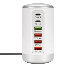 Hub de carregamento USB multiporta de 65 W QC3.0 Fast 6 Tipo C PD Estação de carregamento de celular com plugue americano