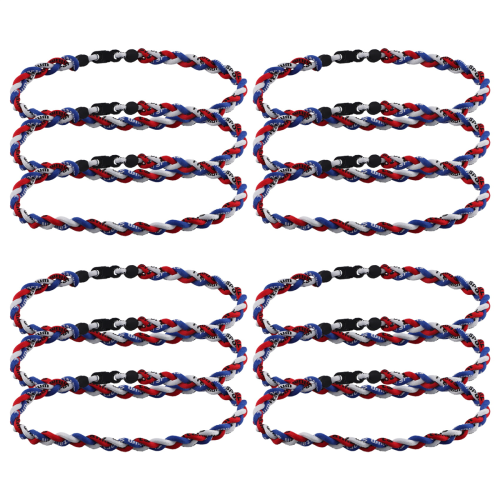 Colar de beisebol com 12 peças de 18 polegadas, presente de equipe para diversão (vermelho, azul, branco) 2