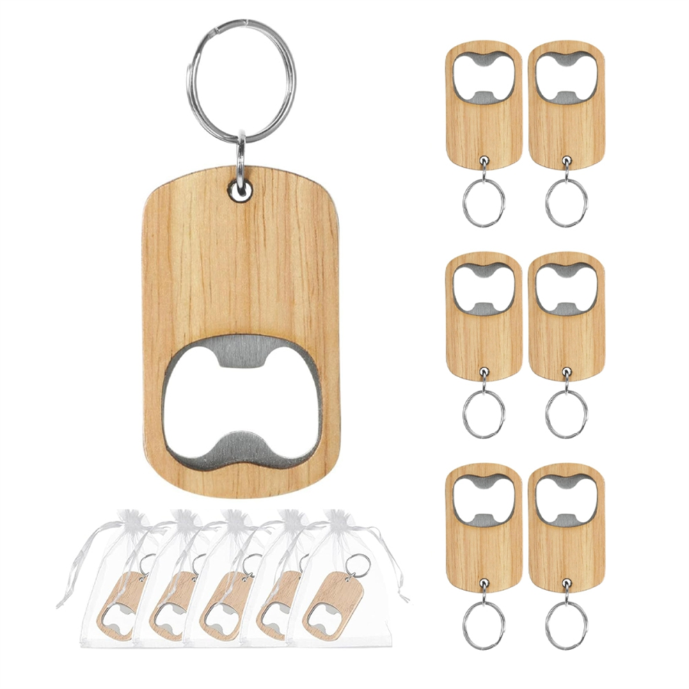 Lot de 20 porte-clés décapsuleurs en bois personnalisés, cadeaux de fête, de réunion de famille, de mariage