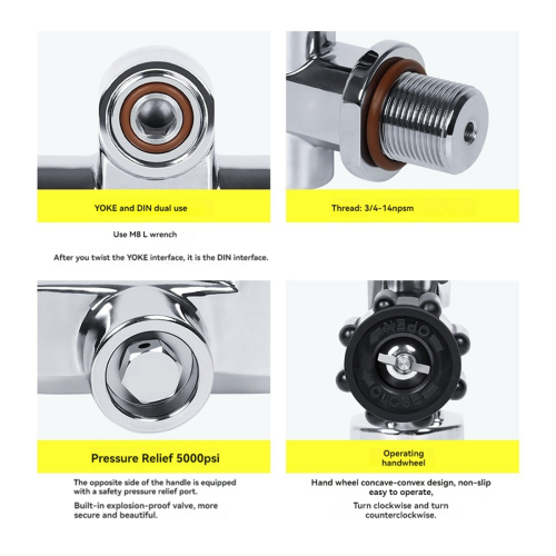 5000Psi 3/4-14NPS G3/4 Βαλβίδα δεξαμενής υψηλής κατάδυσης με μείωση κυλίνδρου για YOKE/DIN 2