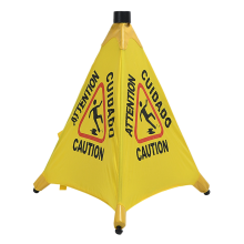 Caution Wet Floor Sign, Slippery When Pops Up Wall Mounted Foldable Bilingual Safety Warning Alert Cone