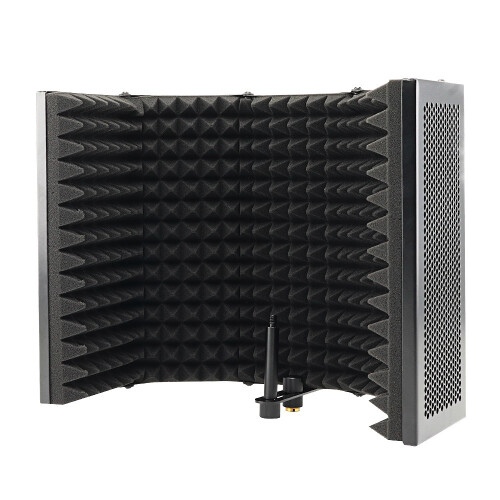 5 Panel Foldable Studio Microphone Isolation Shield Recording Sound Absorber Foam 1