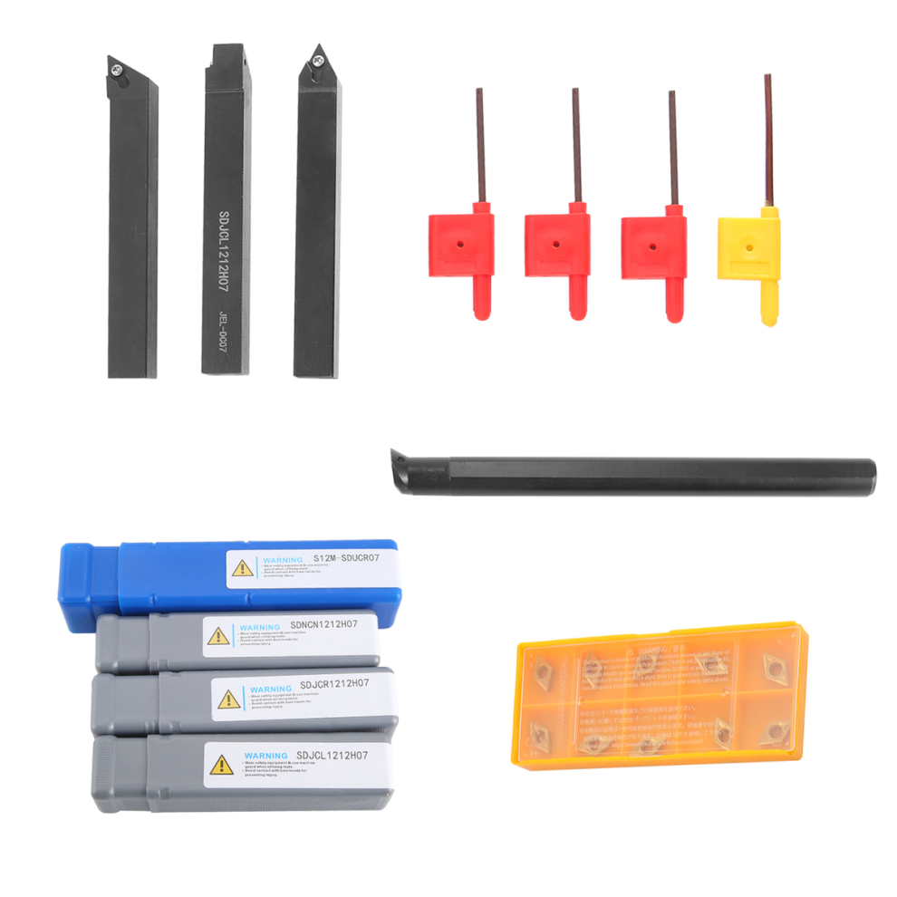 10Pcs Carbide Insert Blades + 4Pcs Lathe Turning Tool Holder Set Wrench For Machine Sets 4851265617337