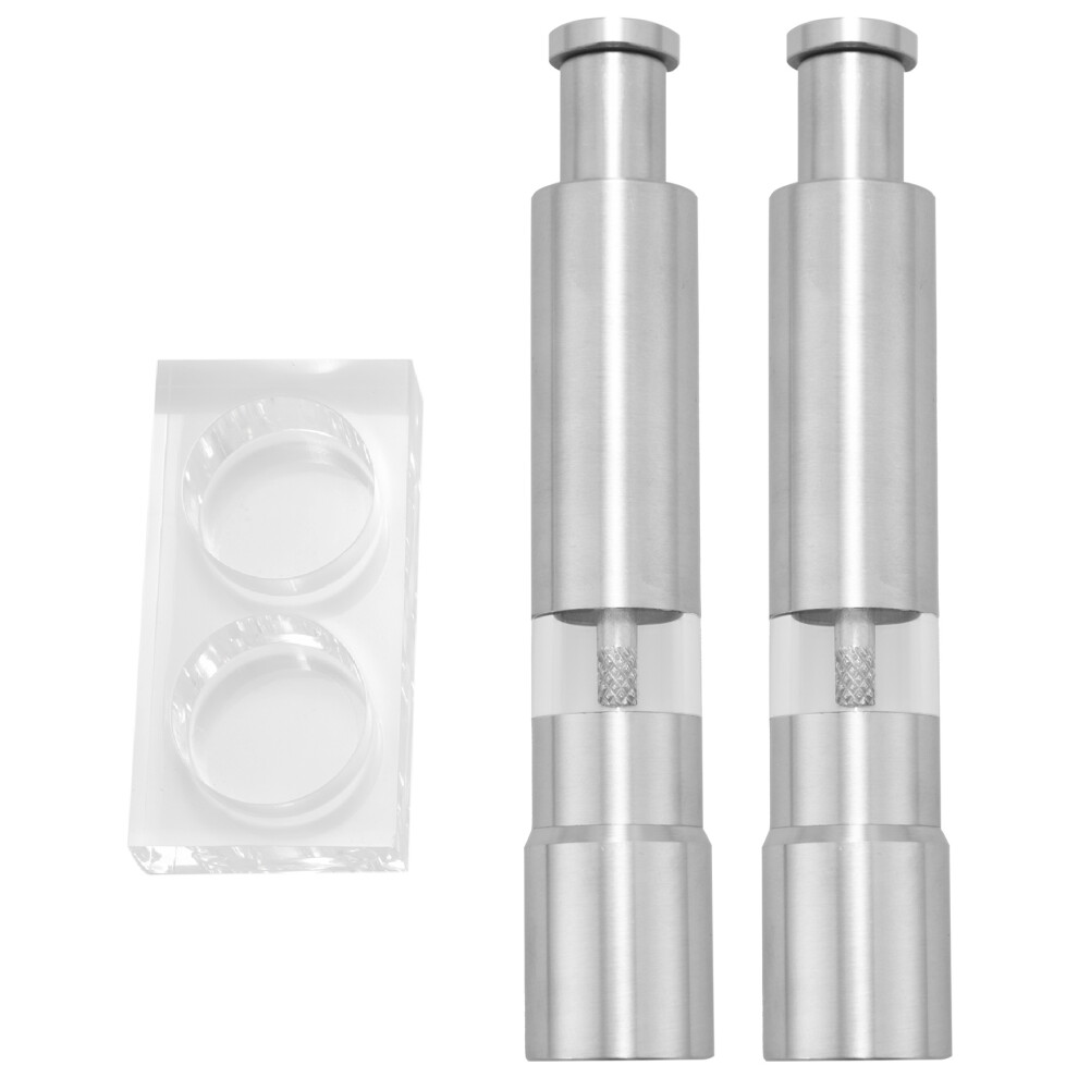 Salt and Pepper Grinder Set of 2, Mill Stainless Steel Shaker Push-Button Manual Glass
