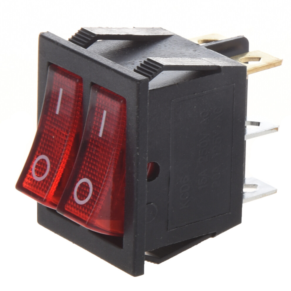 Illuminated 6 Pin Dual Spst On/Off Boat Rocker Switch Ac 15A/250V 20A/125V Red/Light 4851265628517
