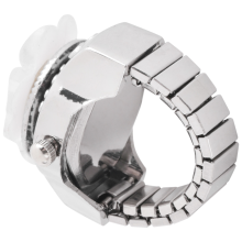White Round Dial Finger Ring Quartz Watch For Lady