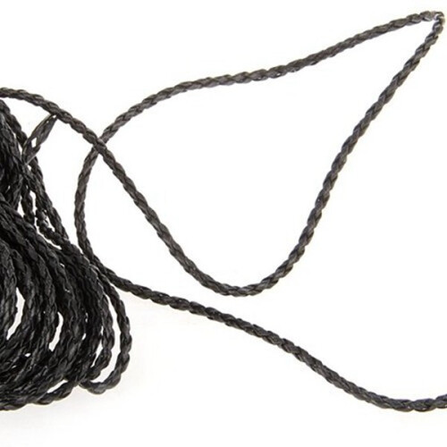 Μαύρο πλεγμένο δερμάτινο κολιέ 9μ., κορδόνι DIY 3mm, ζεστό 2