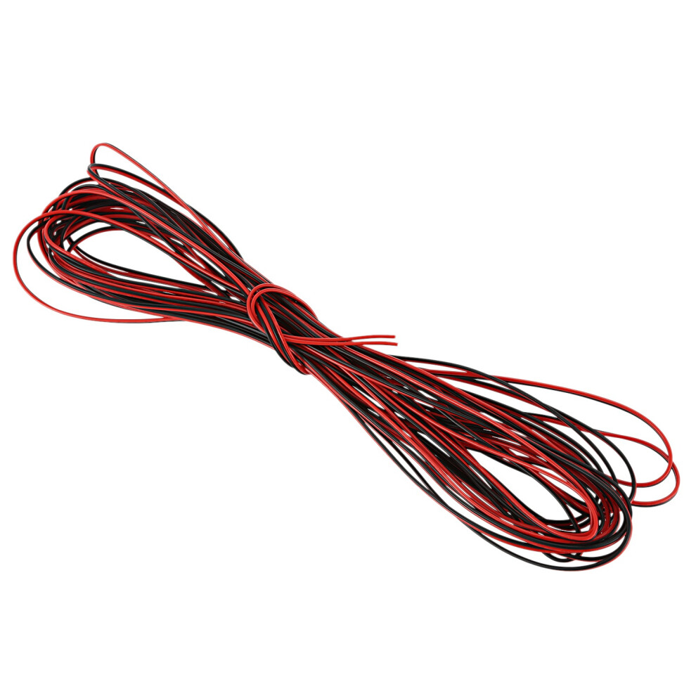 Câble d'alimentation AWG calibre 22, 15 m, rouge et noir, en cuivre toronné, pour voiture