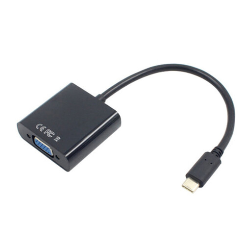 Cabo adaptador USB-C USB3.1 tipo C para conversor de transferência de vídeo VGA macho para fêmea 1080P 12 polegadas 1