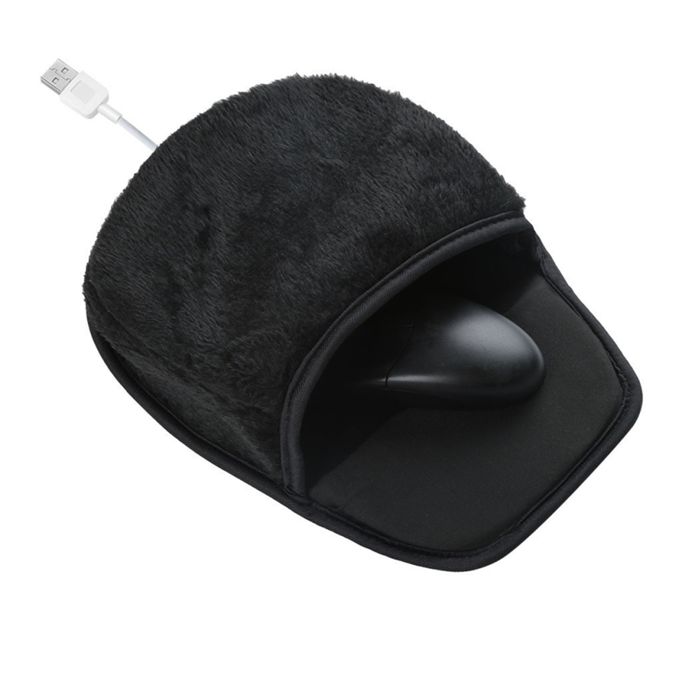 Tappetino Per Mouse Riscaldato Usb, Scaldamani Invernale In Peluche, Accessorio Per Scrivania E Computer, Per Lavoro In Ufficio, Nero-image