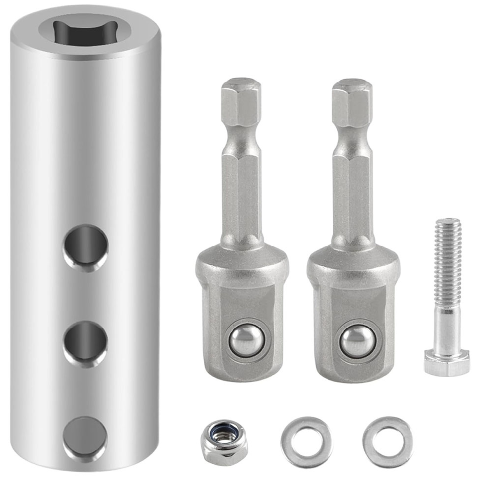 Stainless Steel Trailer Jack Electric Drill Adapter With 2Pc 1/2Inch Socket Bit Compatible Drive Shaft 4853024095585