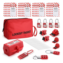 Kit de bloqueio elétrico e etiquetagem, conjunto de fechos, travas de disjuntor multipolar universal e de fixação, etiquetas LotoLockout