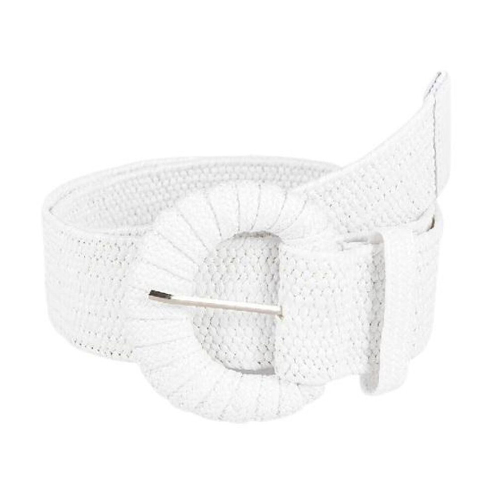 (white) Straw Waist Belt Retro Bohemian Wide Handmade Pin Buckle Adjustable Clothing Accessories Summer Women Pants Dress Belt Waistband Daily Use