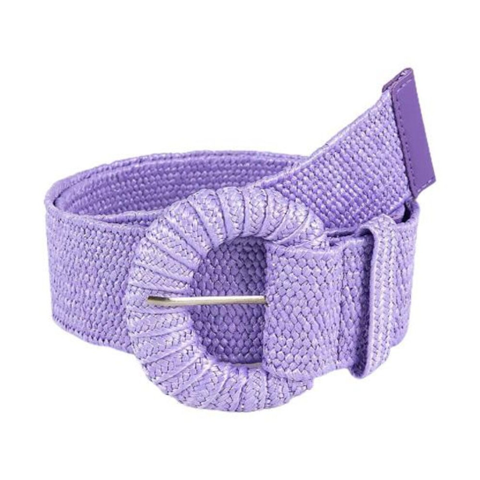 (purple) Straw Waist Belt Retro Bohemian Wide Handmade Pin Buckle Adjustable Clothing Accessories Summer Women Pants Dress Belt Waistband Daily Use