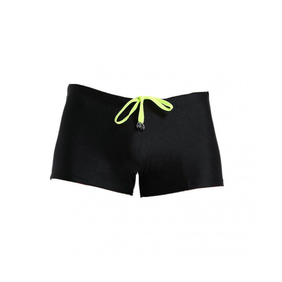 (L, Black) High Elasticity 3D Cut Men's Swimming Trunks with Low Rise Design - SX Model-image-OPC-PH6Z5CF-NEW