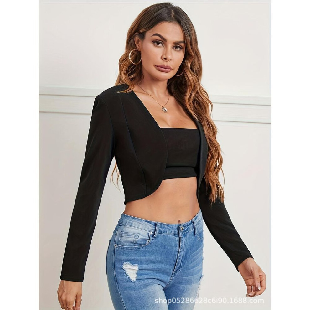 (black, S) 2023 Women's Fashion Slim High Waist Short Jacket - European & American Style