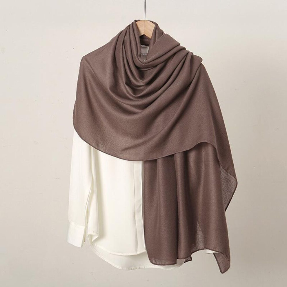(dark brown, 180cm) Autumn/Winter Trendy Solid Color Linen Women's Scarf – Southeast Asia Popular Cotton & Linen Feel Long Scarf