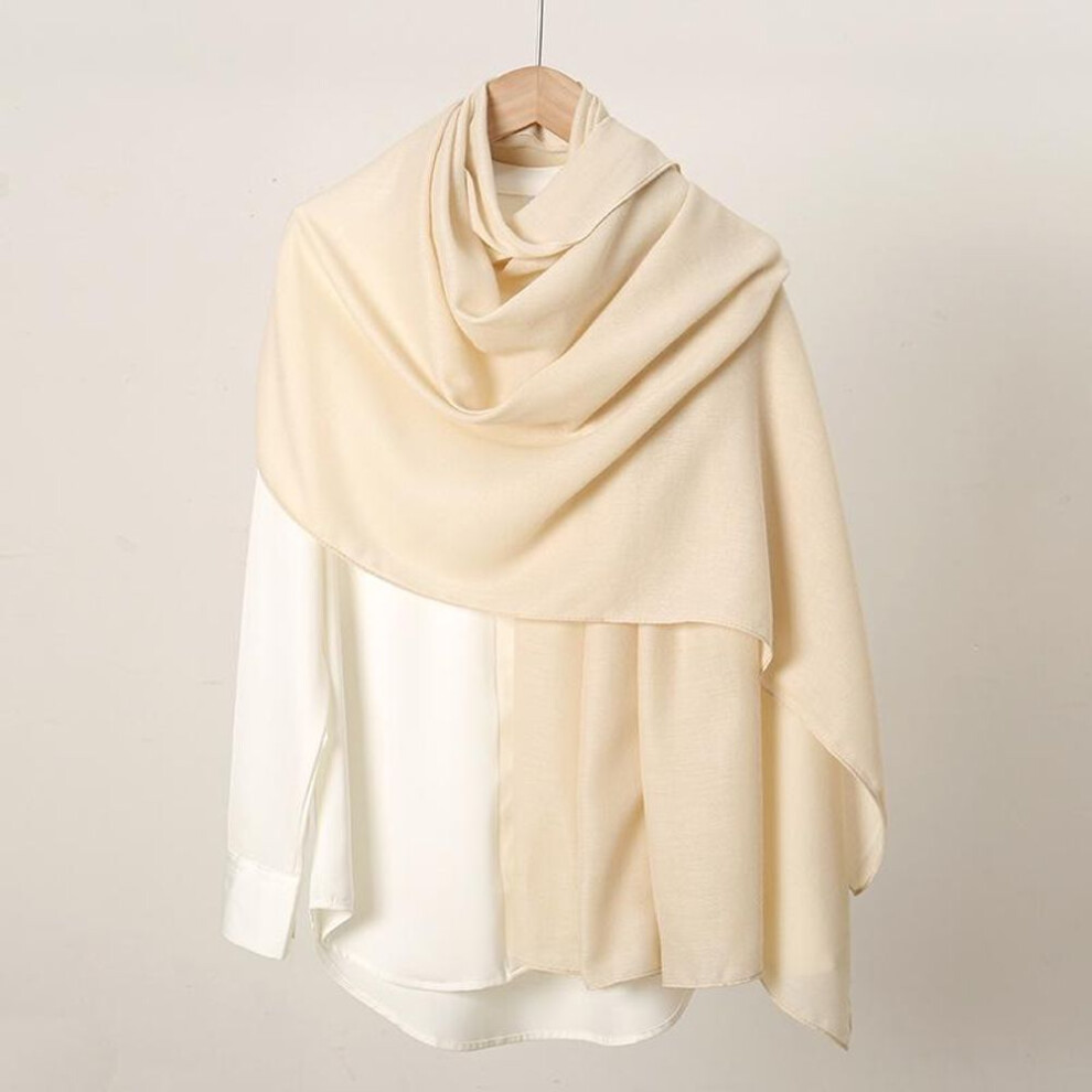 (beige, 180cm) Autumn/winter Trendy Solid Color Linen Women's Scarf – Southeast Asia Popular Cotton & Linen Feel Long Scarf