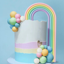 Regenboog Taart Toppers Kleurrijke Ballen Taart Decoraties voor Bruiloft Baby Douche Meisjes Jongens Verjaardagsfeestje Benodigdheden (Macaron)