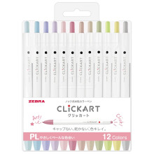 Penna a base d'acqua Zebra WYSS22-12CPL Clickart PL12 Set di colori