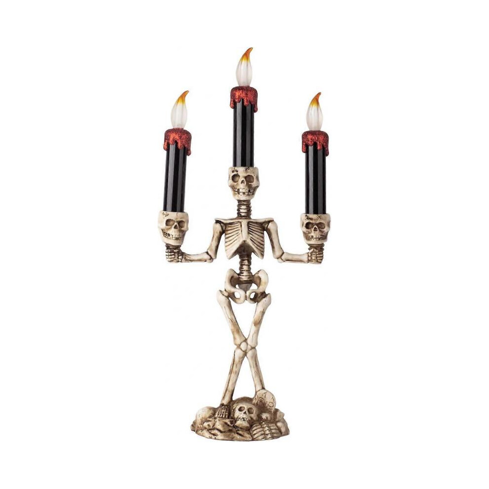 Busy Bee Halloween Candlestick Candle LED Bulb Skull Skull Flameless Lamp Holder