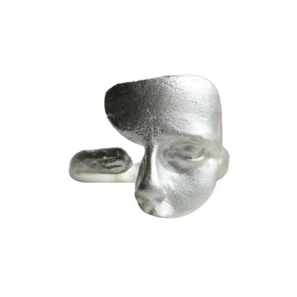 (silver) Adjustable Opening Ring Retro Alien Masque Ring Silver Color Matt Knuckle Ring Adult Party Club Jewelry