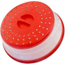 Foldable Microwave Hood BPA Free Microwave Splash Protection Colander Strainer, Red