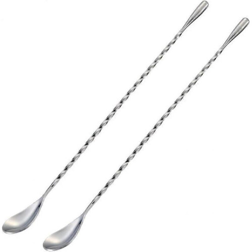 Cocktail Mixer for Drinks, Stainless Steel 12" Long Handle, Silver 2 Pieces