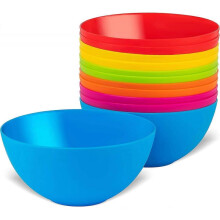 Plastic Bowls Set of 12 Kids Bowls 24 Oz Microwave Dishwasher Safe BPA Free Plastic Cereal Bowls for Kids Brightly
