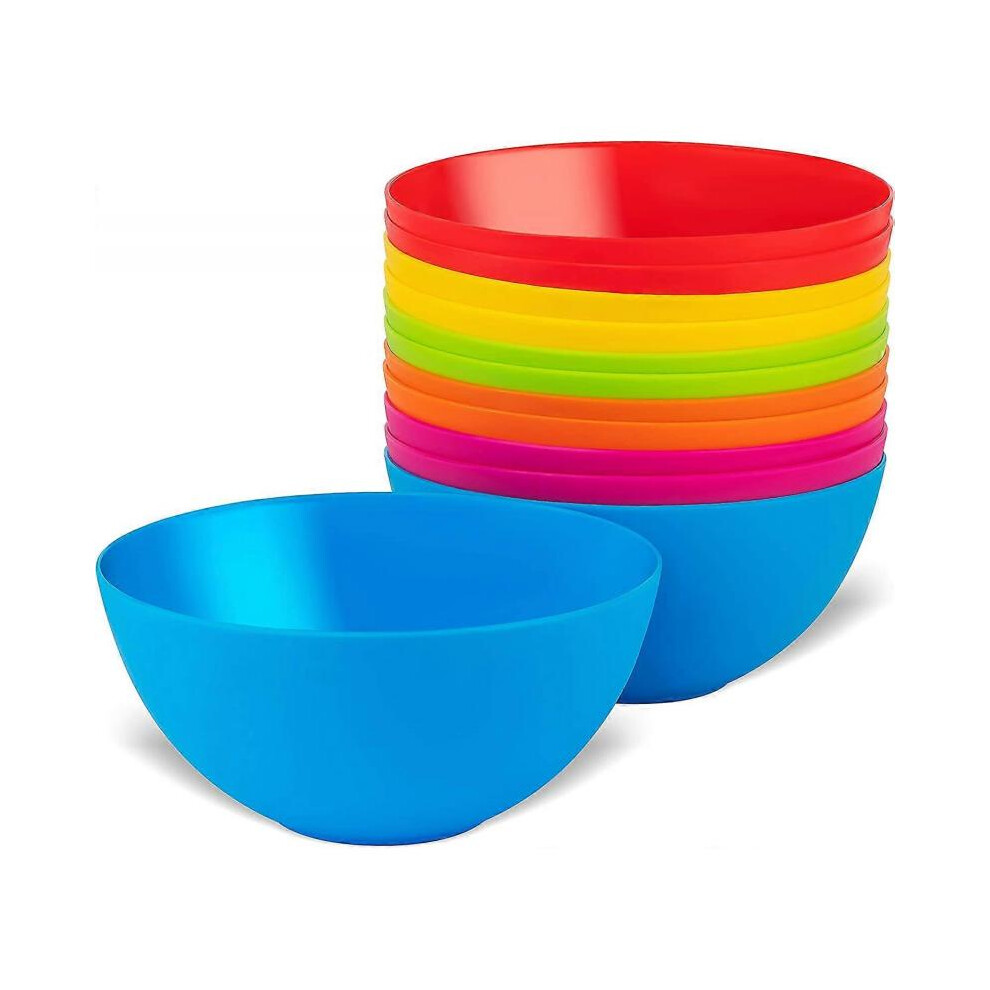 Plastic Bowls Set of 12 Kids Bowls 24 Oz Microwave Dishwasher Safe BPA Free Plastic Cereal Bowls for Kids Brightly
