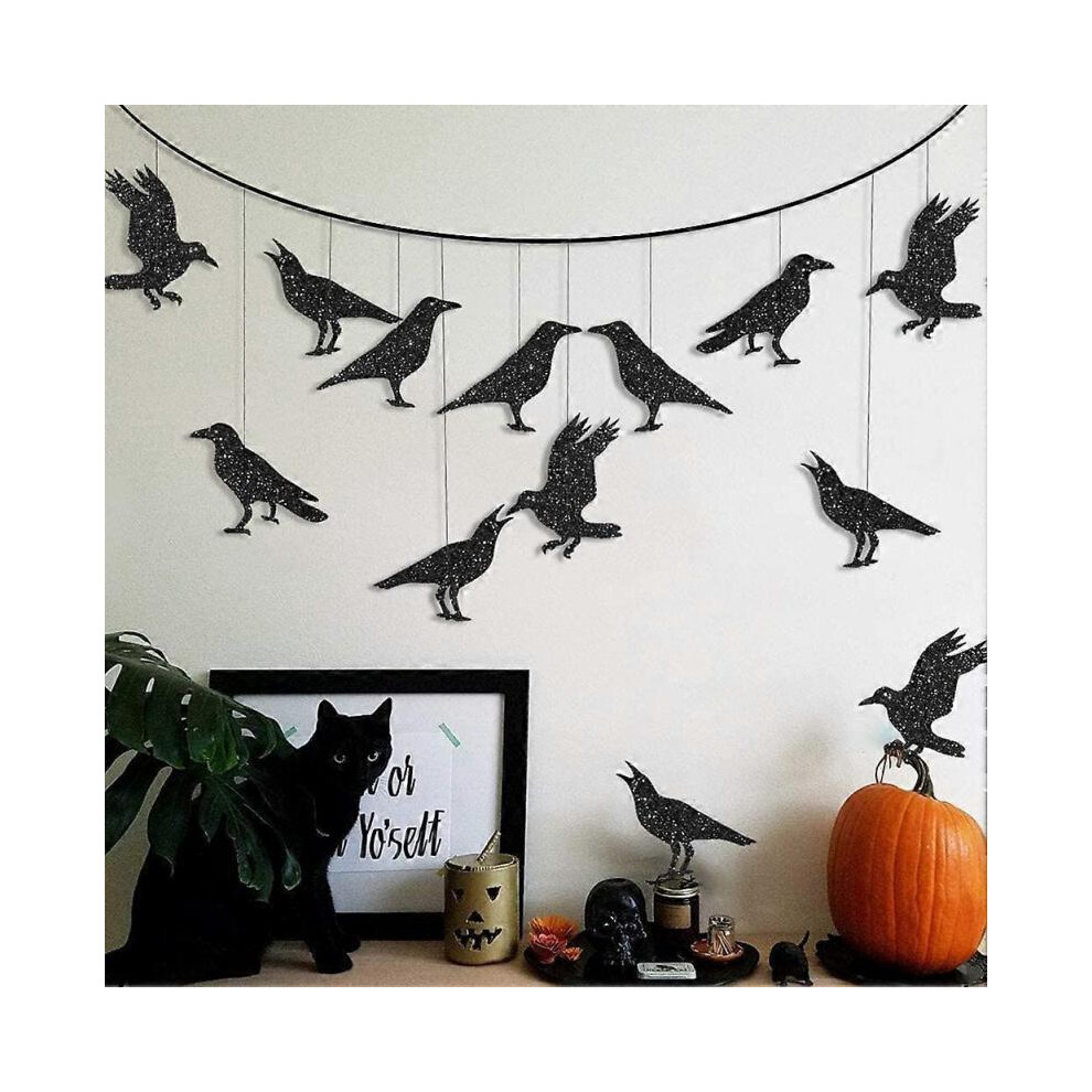 Glitter black crow decoration for Halloween party decoration. for halloween tree decoration-image-OPC-PH6ZBD6-NEW
