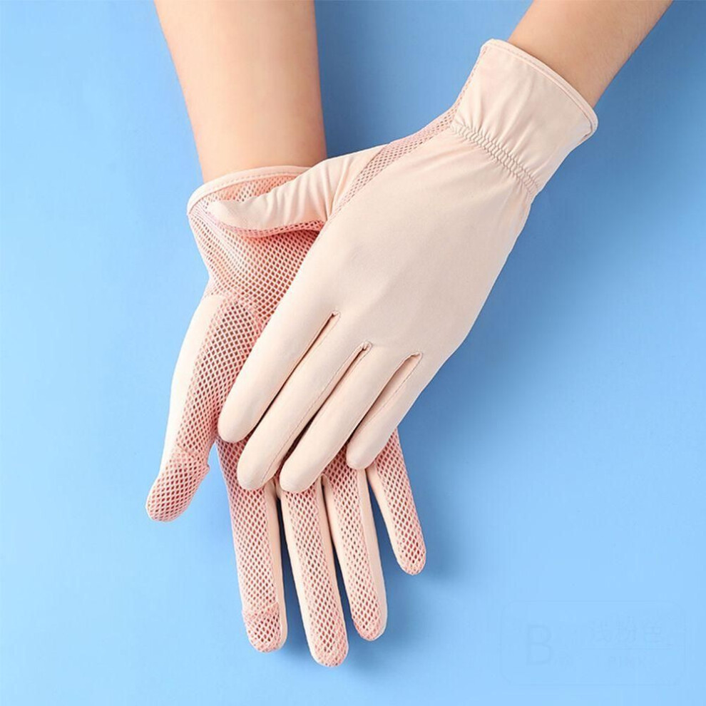 (pink, B) Thin Driving Breathable Summer Mesh UPF 50+ Driving Gloves Sunscreen  Gloves Mittens