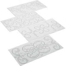 Decorative Tools 4-Pcs Quilted Fondant Embossing Pad Set, Clear Four-Piece Roll Rattan Plaid Transparent Lace Cake Lace
