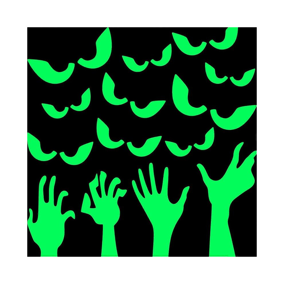 Halloween Wall Sticker Luminous Fluorescent Sticker Set Ghost Hand Sticker and Peeping Wall Eyes